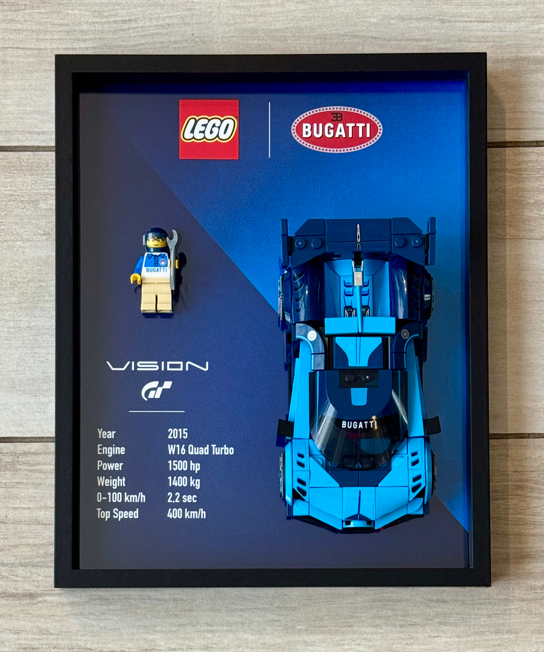 LEGO Bugatti Vision GT Speed Champions display frame