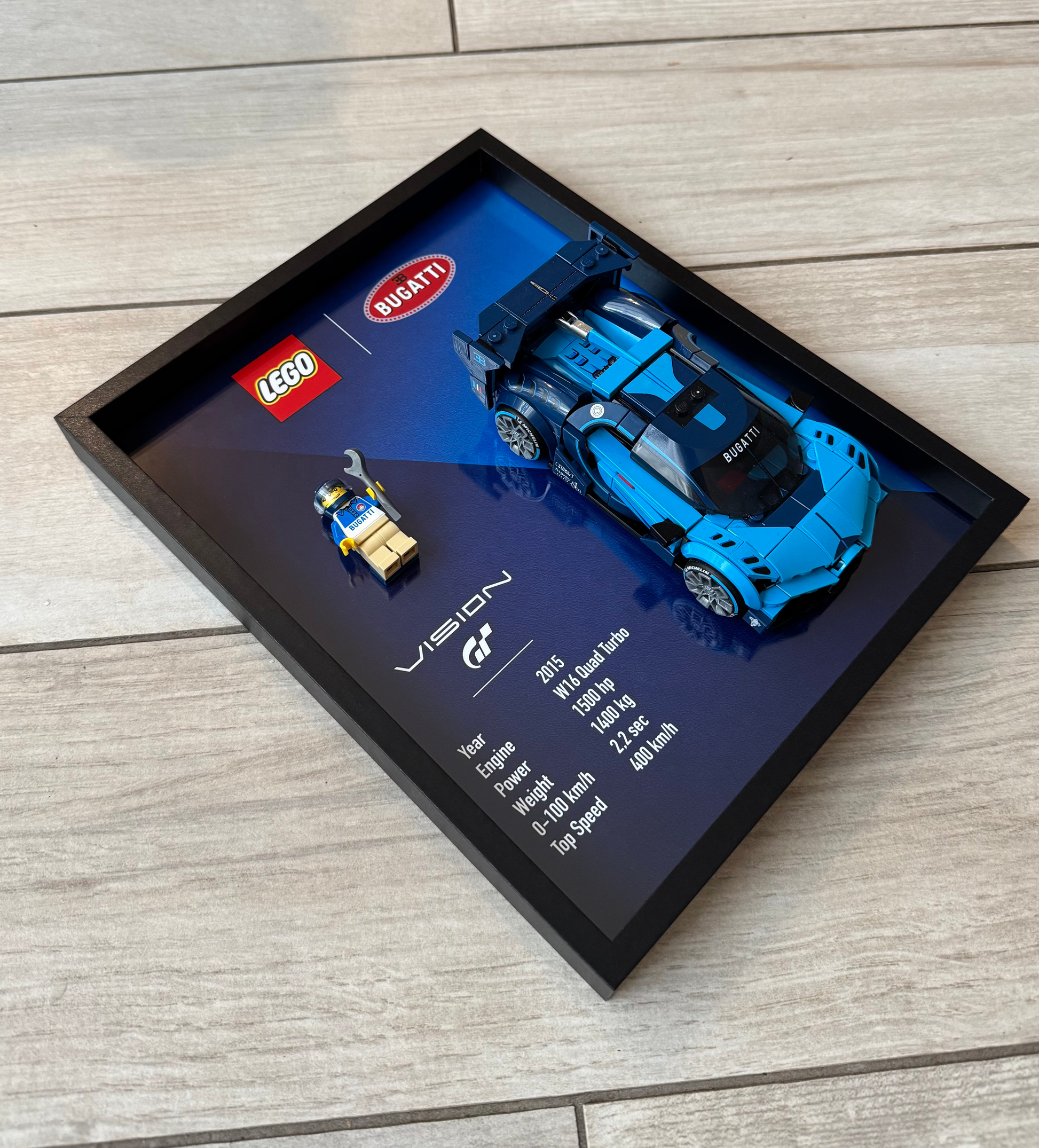LEGO Bugatti Vision GT Speed Champions display frame