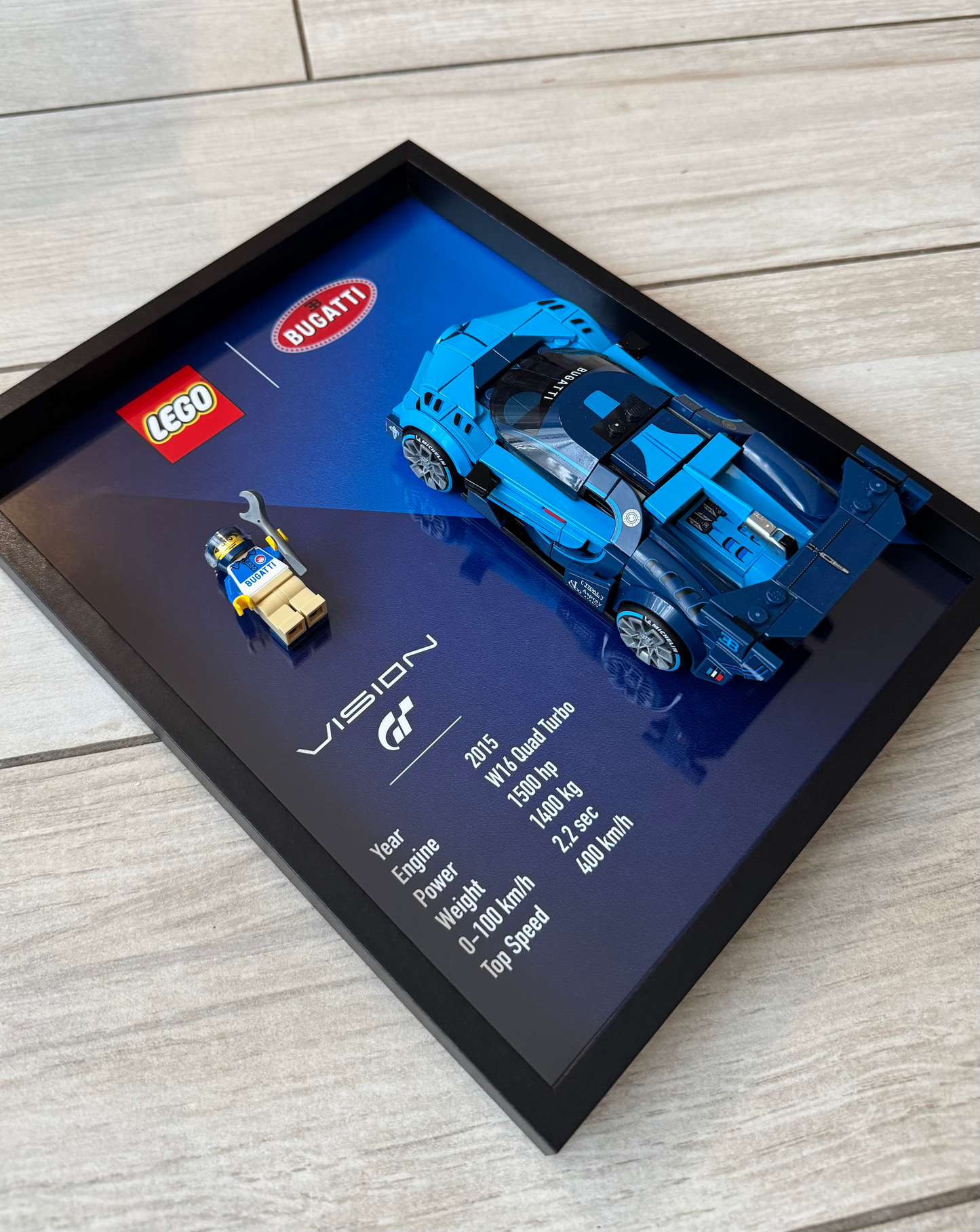 LEGO Bugatti Vision GT Speed Champions display frame