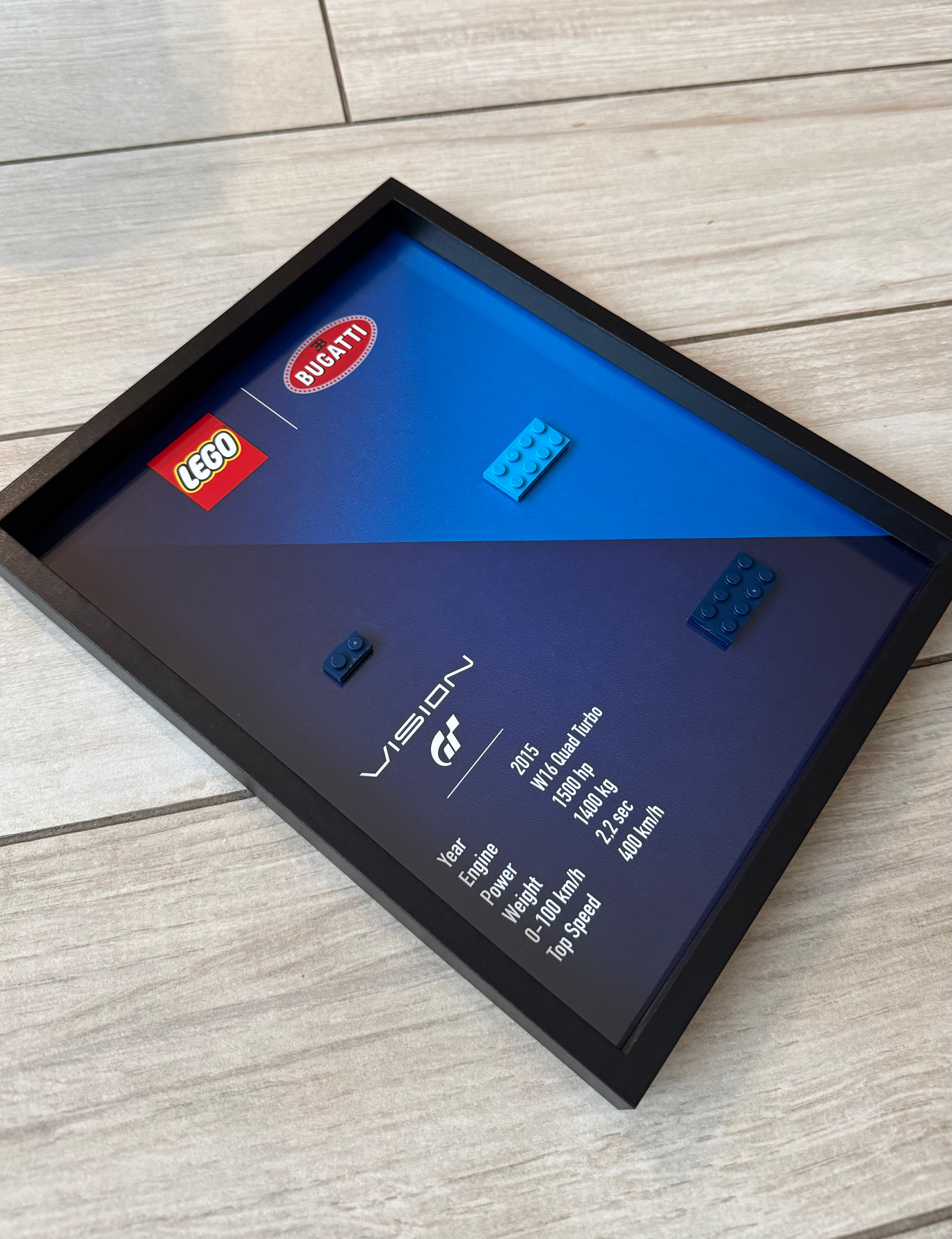 LEGO Bugatti Vision GT Speed Champions display frame