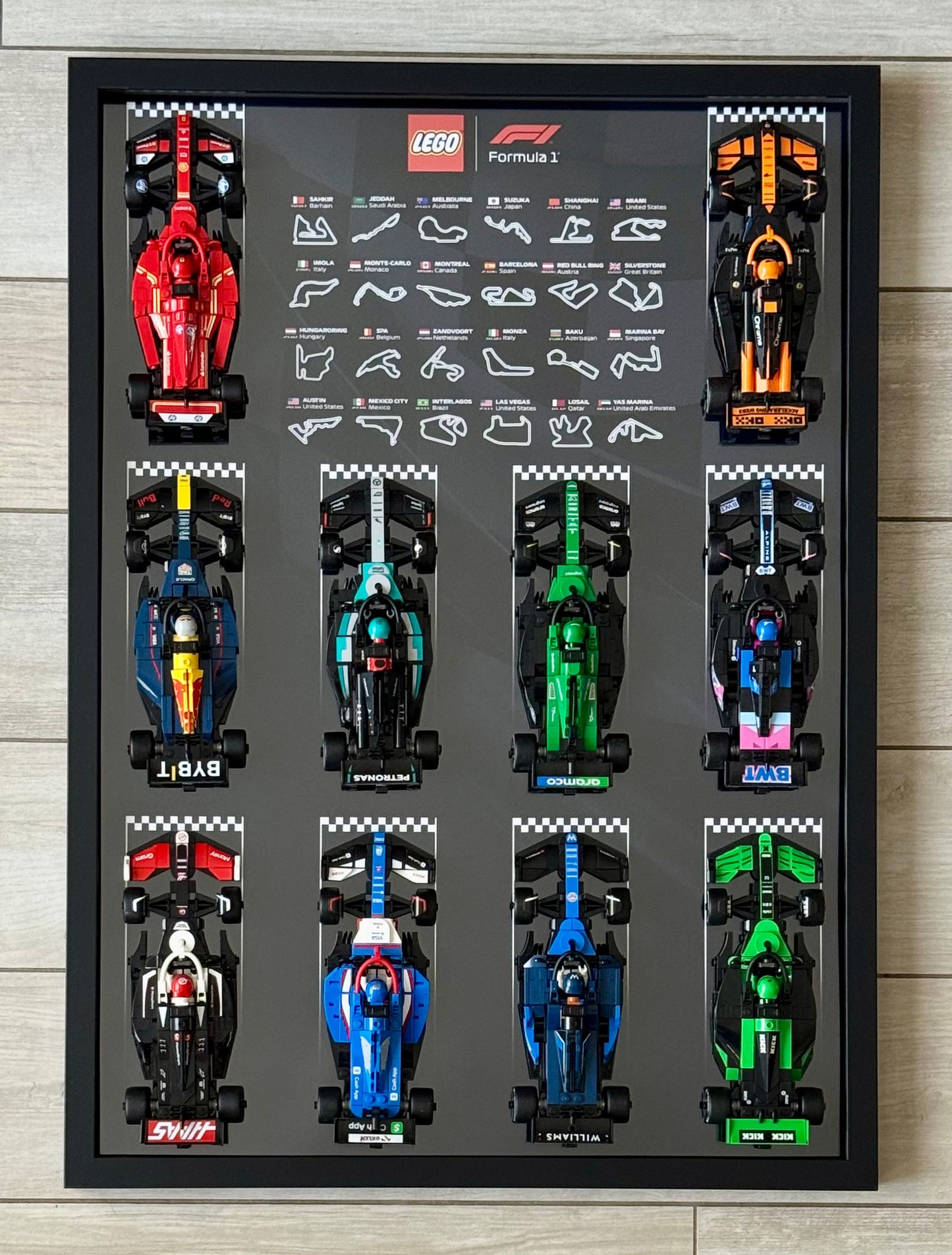 LEGO Speed Champions wall display frame for F1 cars