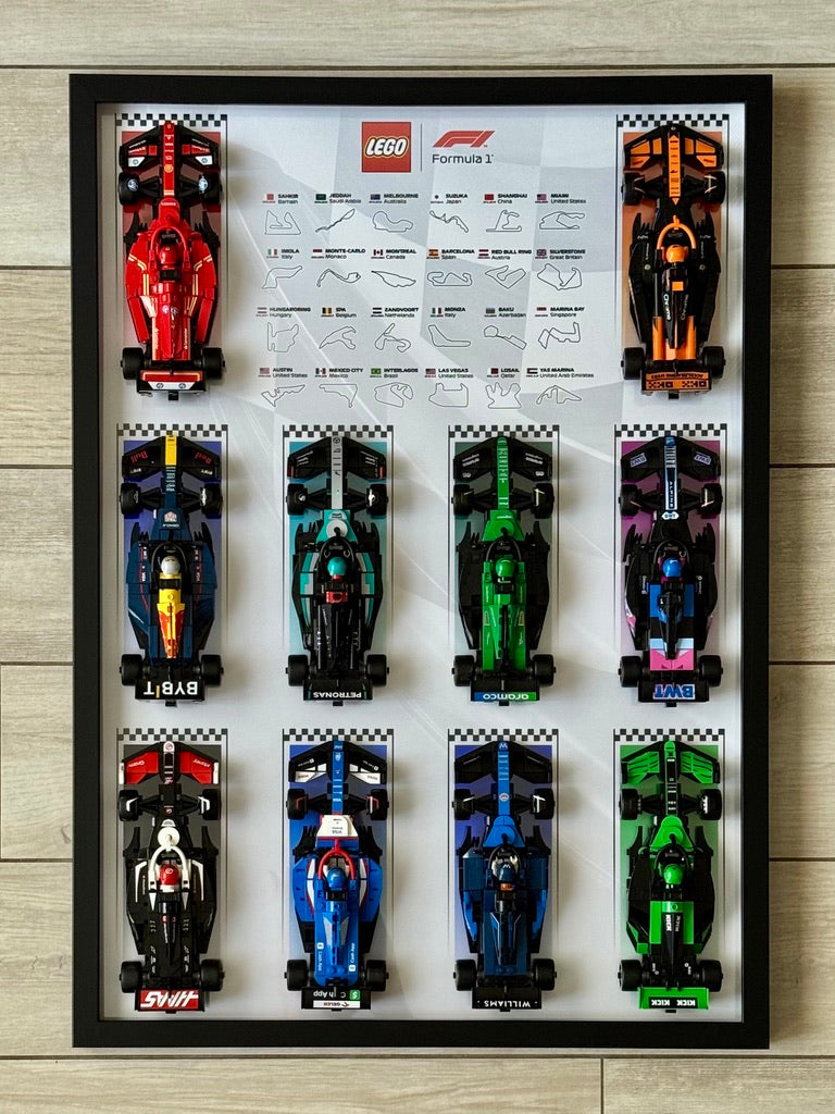 LEGO Speed Champions wall display frame for F1 cars