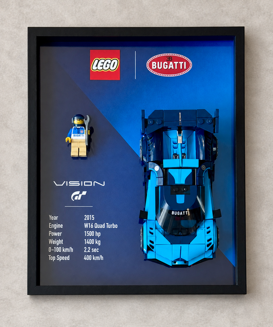 Cadre LEGO Bugatti Vision GT assemblé, vue de face