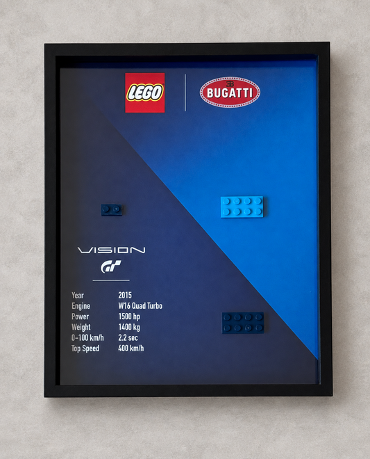 Cadre LEGO Bugatti Vision GT vide avec fixations, vue de face