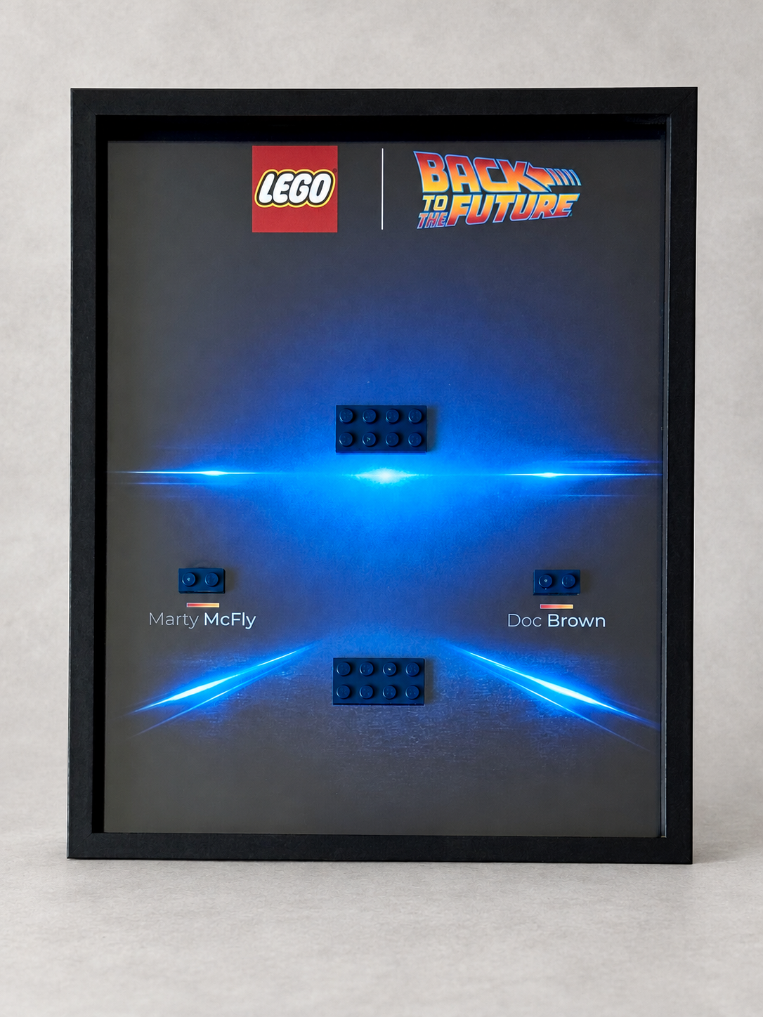 Cadre LEGO DeLorean Back to the Future vide avec fixations, vue de face